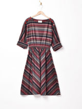 ドルマンスリーブ ボーダーワンピース