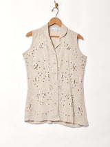 スリーブレス カットワークトップス