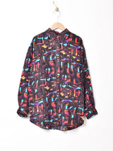 総柄 シルクシャツ