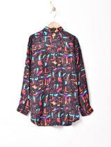 総柄 シルクシャツ