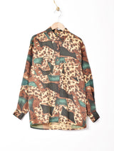 総柄 シルクシャツ