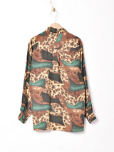 総柄 シルクシャツ