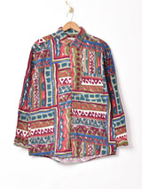 総柄 長袖シャツ