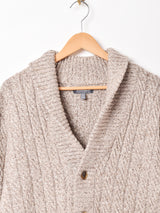 ケーブル編み ショールカラー カーディガン