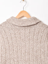 ケーブル編み ショールカラー カーディガン