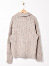 ケーブル編み ショールカラー カーディガン