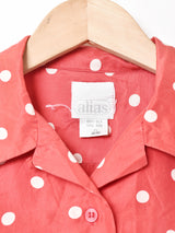 ドット柄 シルクシャツ