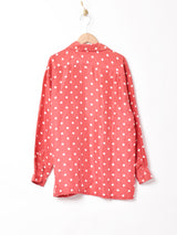 ドット柄 シルクシャツ