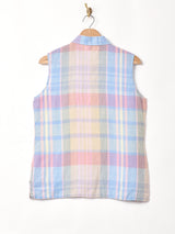 スリーブレス チェック柄シャツ