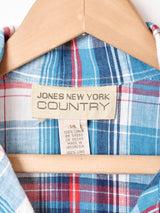 オープンカラースリーブレス チェック柄シャツ