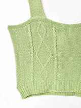 【2色展開】Elcamino フラワー刺繍 ケーブル ニットキャミソール