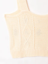 【2色展開】Elcamino フラワー刺繍 ケーブル ニットキャミソール