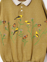 バード&バタフライ 襟付き プリント スウェットシャツ