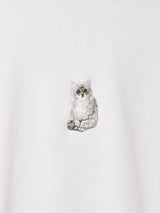 【2色展開】 ワンポイント キャット 刺繍 スウェットシャツ