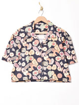 Emerald Motel 総柄 半袖クロップドシャツ