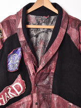 切り替えデザイン パッチ付き レザージャケット