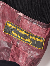 切り替えデザイン パッチ付き レザージャケット