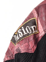 切り替えデザイン パッチ付き レザージャケット