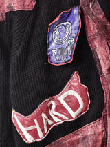 切り替えデザイン パッチ付き レザージャケット