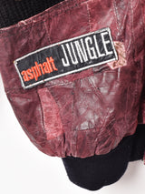 切り替えデザイン パッチ付き レザージャケット