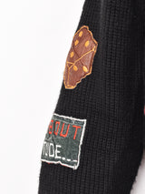 切り替えデザイン パッチ付き レザージャケット