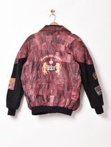 切り替えデザイン パッチ付き レザージャケット