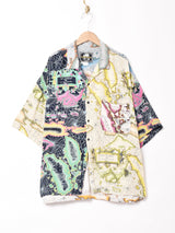 マップ柄 クレイジーパターン 半袖開襟シャツ