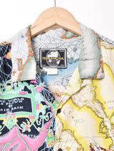 マップ柄 クレイジーパターン 半袖開襟シャツ