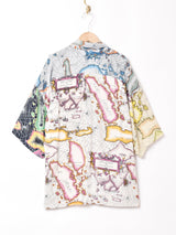 マップ柄 クレイジーパターン 半袖開襟シャツ