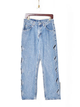 サイドカット テーパードデニムパンツ W31