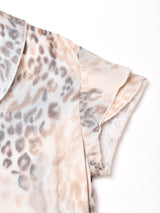 総柄 フリル半袖シャツ