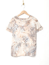 総柄 フリル半袖シャツ