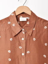 ドット×花柄 半袖 シルクシャツ