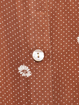 ドット×花柄 半袖 シルクシャツ