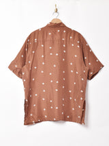 ドット×花柄 半袖 シルクシャツ