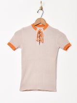 レースアップ 半袖 リブニット