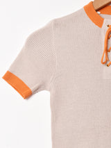 レースアップ 半袖 リブニット