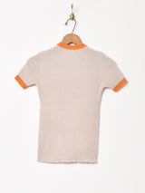 レースアップ 半袖 リブニット