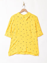 アメリカ製 ドット×花柄 半袖シャツ