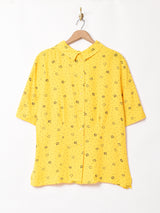 アメリカ製 ドット×花柄 半袖シャツ