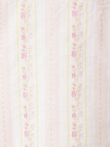 イタリア製 ストライプ×花柄 ノーカラー 半袖シャツ