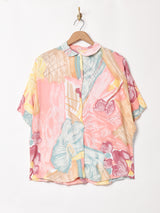 ラウンドカラー 半袖シャツ