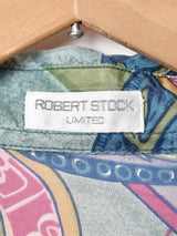 総柄 半袖 シルクシャツ