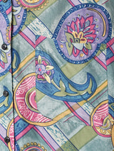 総柄 半袖 シルクシャツ