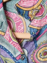 総柄 半袖 シルクシャツ