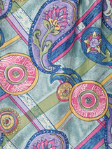 総柄 半袖 シルクシャツ