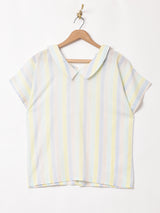 ストライプ パステルカラー 半袖シャツ