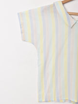 ストライプ パステルカラー 半袖シャツ