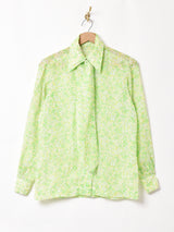 花柄 ボウタイ シアーブラウス