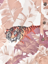 トラ 総柄 オープンカラー 半袖シャツ